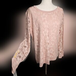 Adrianna Papell Lace Layered Crewneck Xl